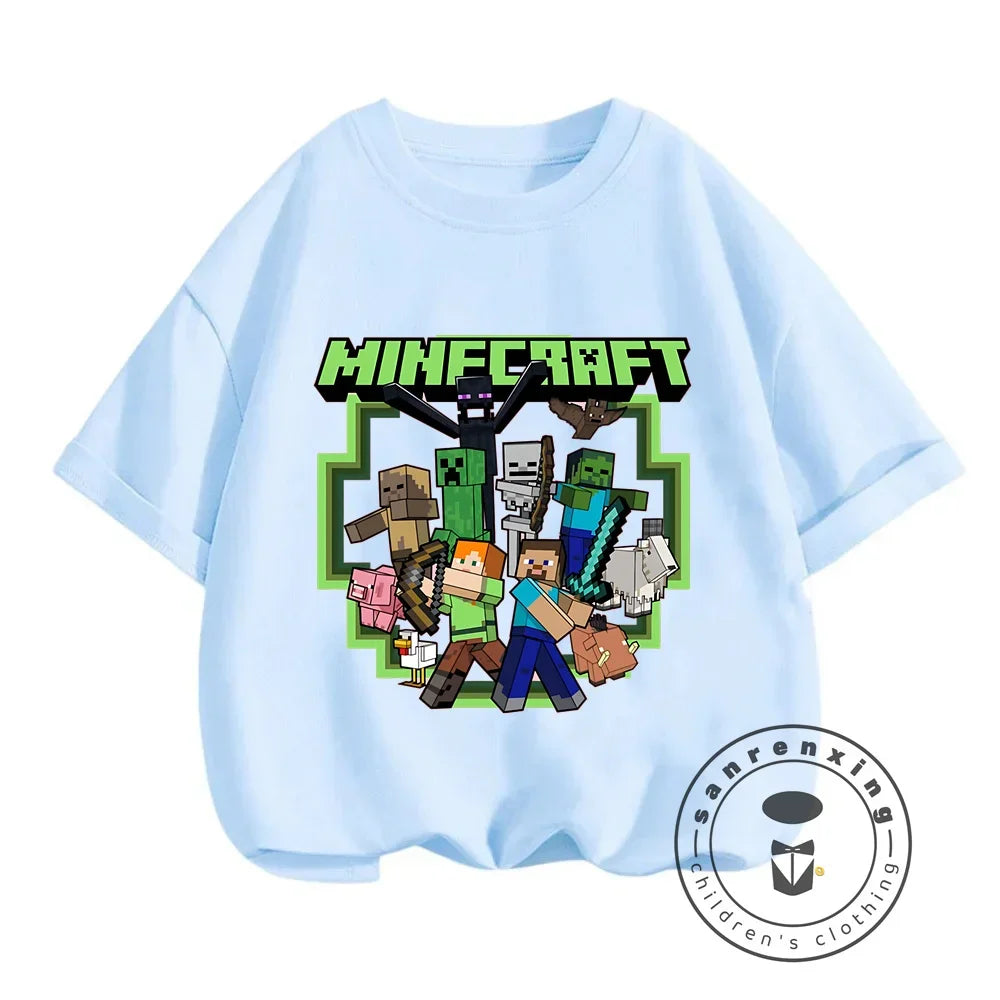 New Girls T-Shirt Cute Like Minecraft Kids Tshirt Summer Girls Clothes Fashion Toddler T Shirts Shortsleeve Tops Wholesale