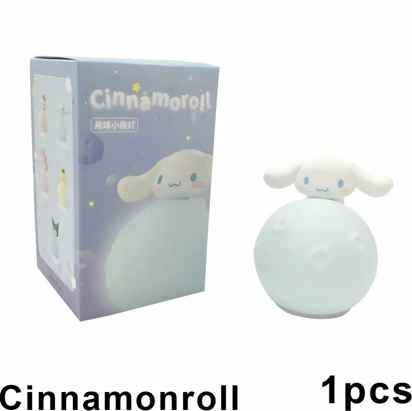 Original MINISO Hello Kitty Kuromi Cartoon Anime Figures Moon Night Light Toy Luminous Ornaments Cute Child Birthday Party Gifts