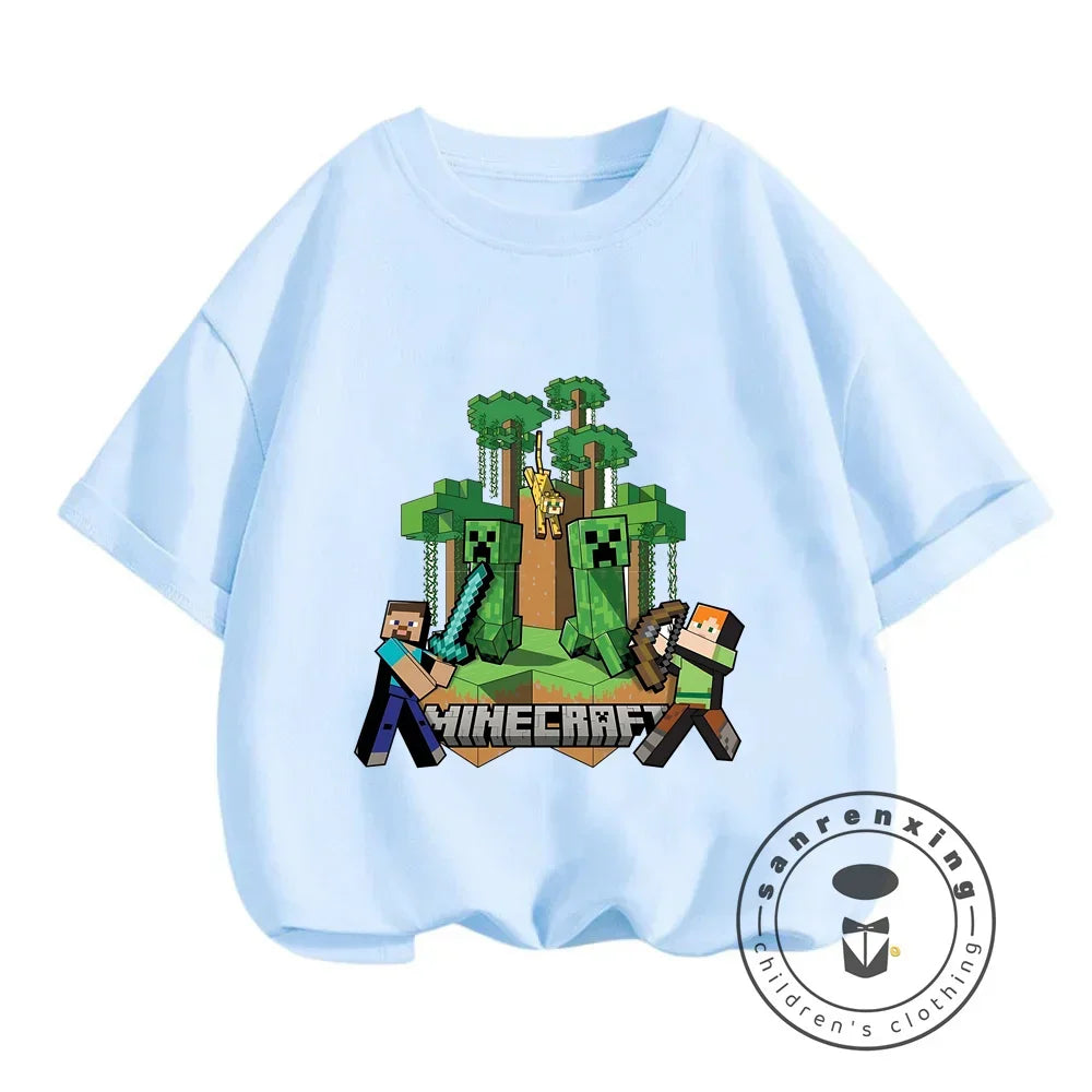 New Girls T-Shirt Cute Like Minecraft Kids Tshirt Summer Girls Clothes Fashion Toddler T Shirts Shortsleeve Tops Wholesale