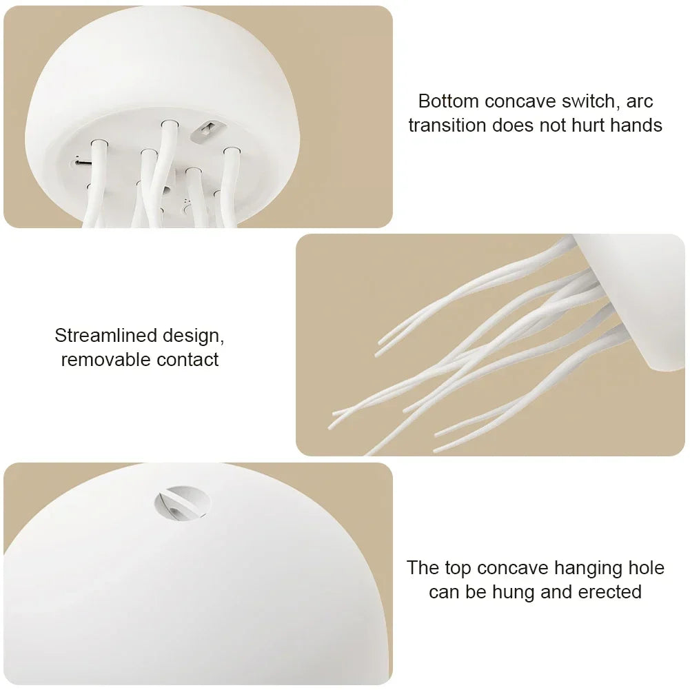 Cartoon Dancing Jellyfish Night Light RGB Gradient Cute Jellyfish Bedside Lamp Voice Control Type-C Charging LED Night Lamp