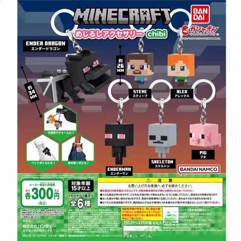 Bandai Original 6Pcs Gashapon めじるしアクセサリー chibi Minecraft Toys For Kids Gift Collectible Model Ornaments