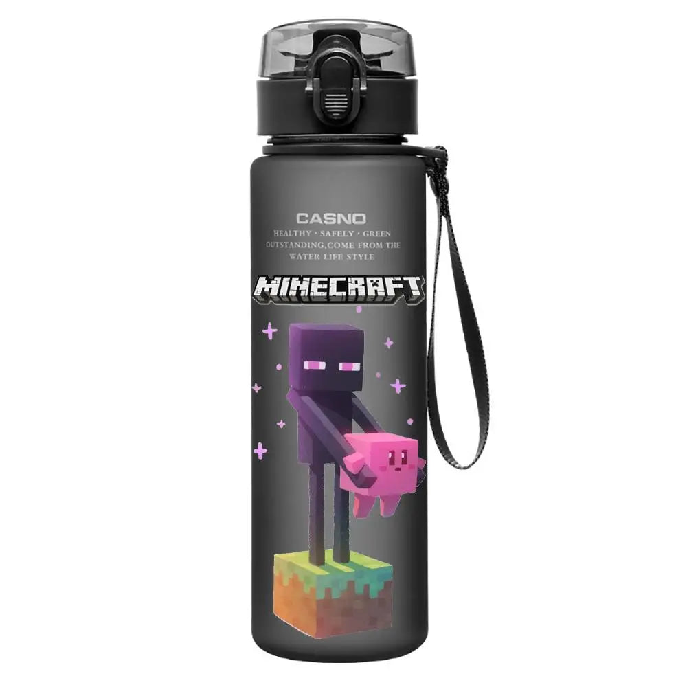 560ML Game Minecraft Image Water Cup Design Cute Transparent Plastic Children Portable Large Capacity Water Cup Student Gifts