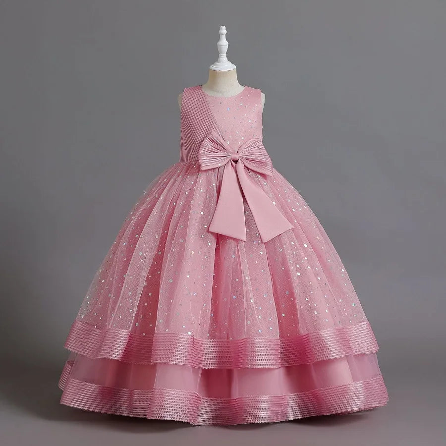 children's gauze lace birthday party dinner ball big butterfly dress New Christmas Party Princess long dress children's dress