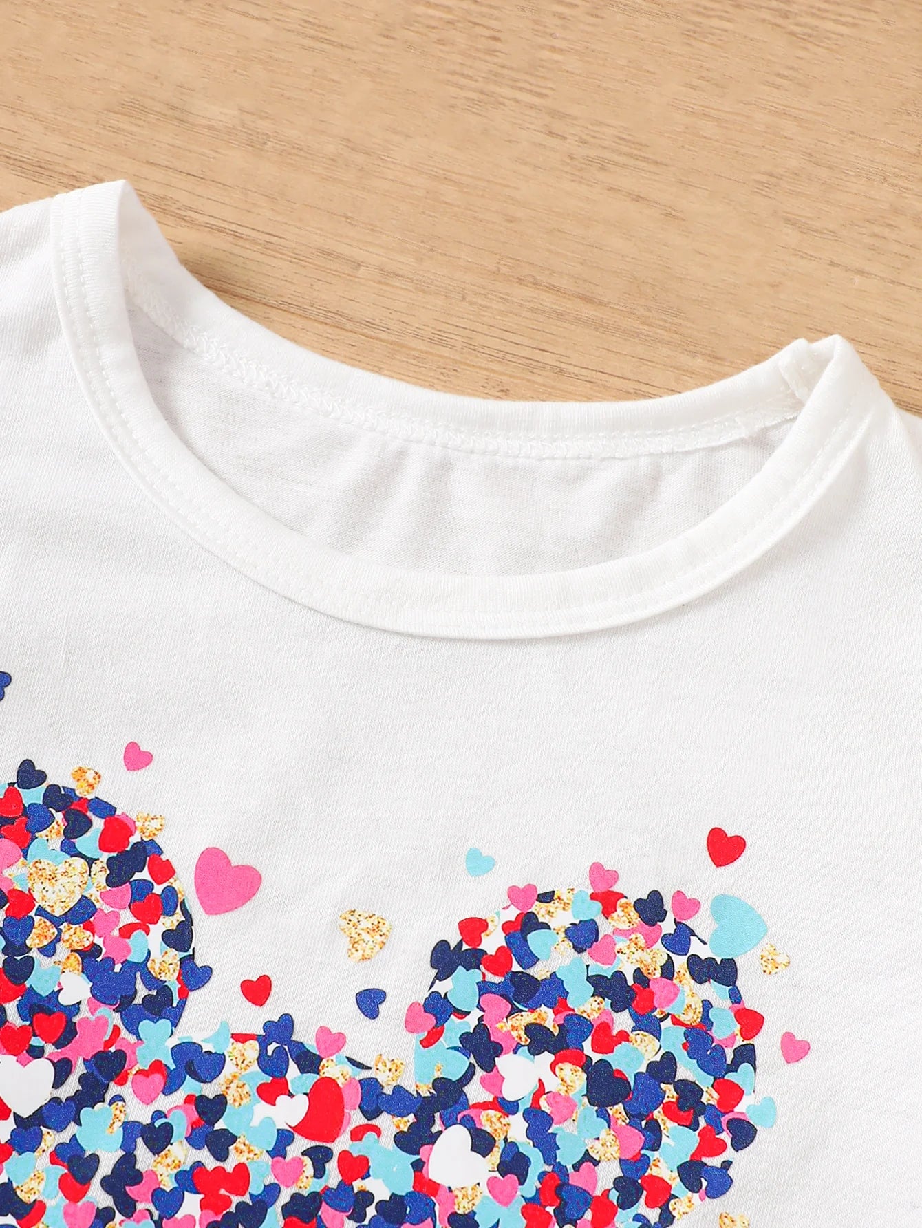 Summer toddler Girls' Clothing Sets Heart Print Short-Sleeved Tops Colorful hearts Tutu Skirt 2Pcs Outfits Valentine's Day Gift