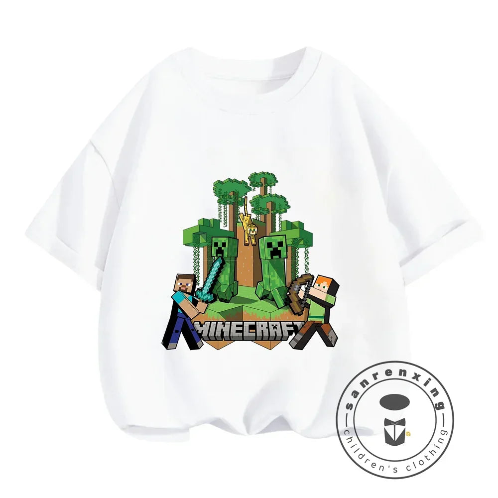 New Girls T-Shirt Cute Like Minecraft Kids Tshirt Summer Girls Clothes Fashion Toddler T Shirts Shortsleeve Tops Wholesale