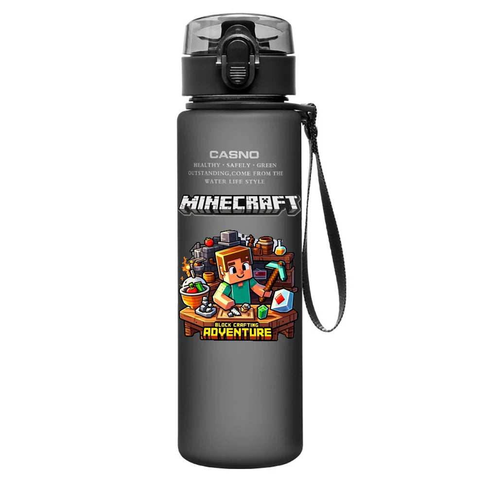 560ML Game Minecraft Image Water Cup Design Cute Transparent Plastic Children Portable Large Capacity Water Cup Student Gifts