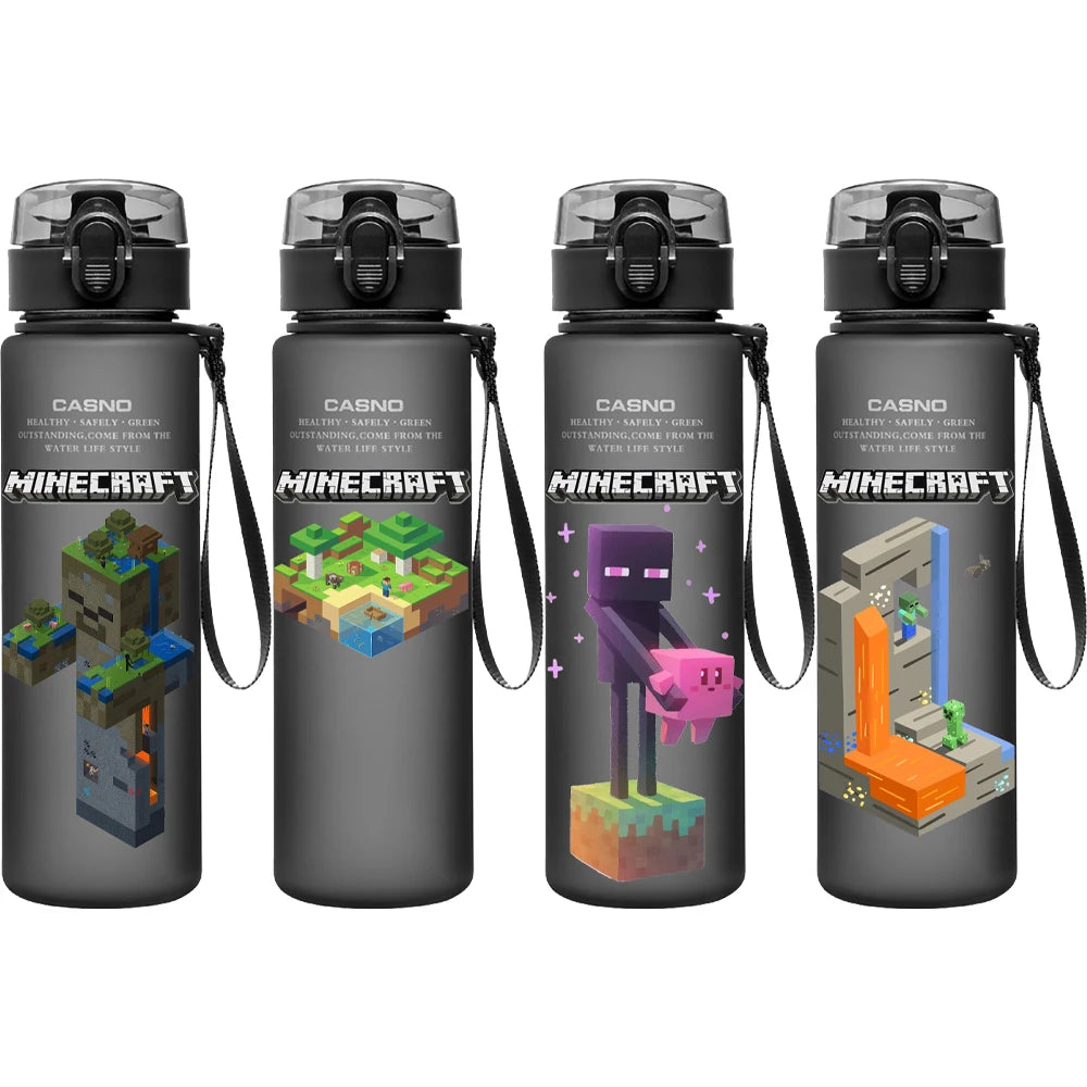 560ML Game Minecraft Image Water Cup Design Cute Transparent Plastic Children Portable Large Capacity Water Cup Student Gifts