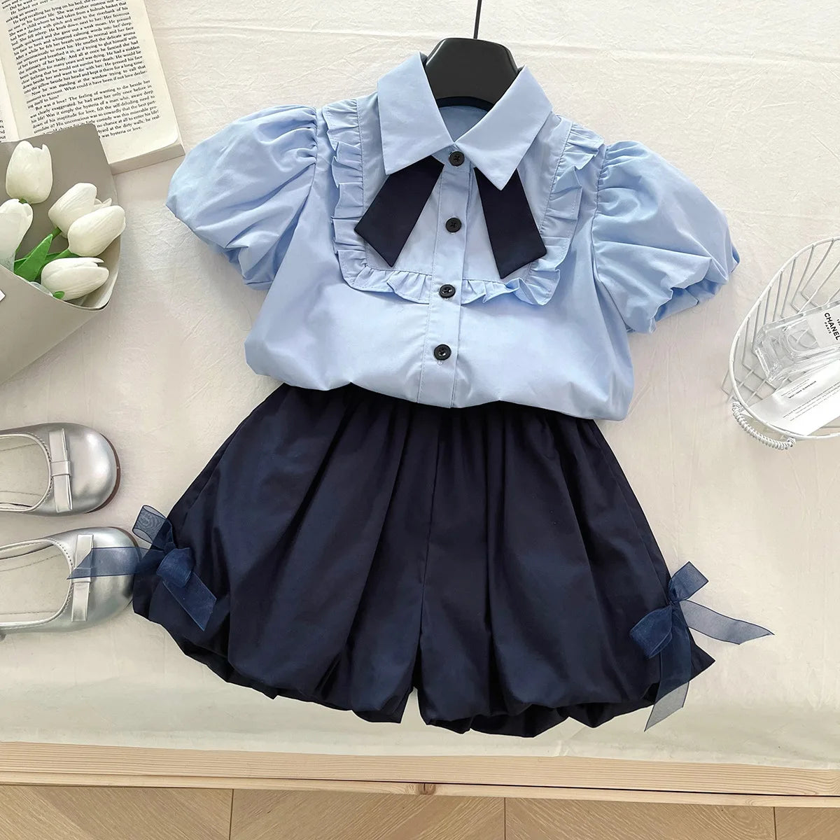 2PCS Girls Clothes Set Children Clothing Spring Flora Print Summer Baby Tops Tee Shirts Shorts Skirt Kids Girl Clothing 90-150