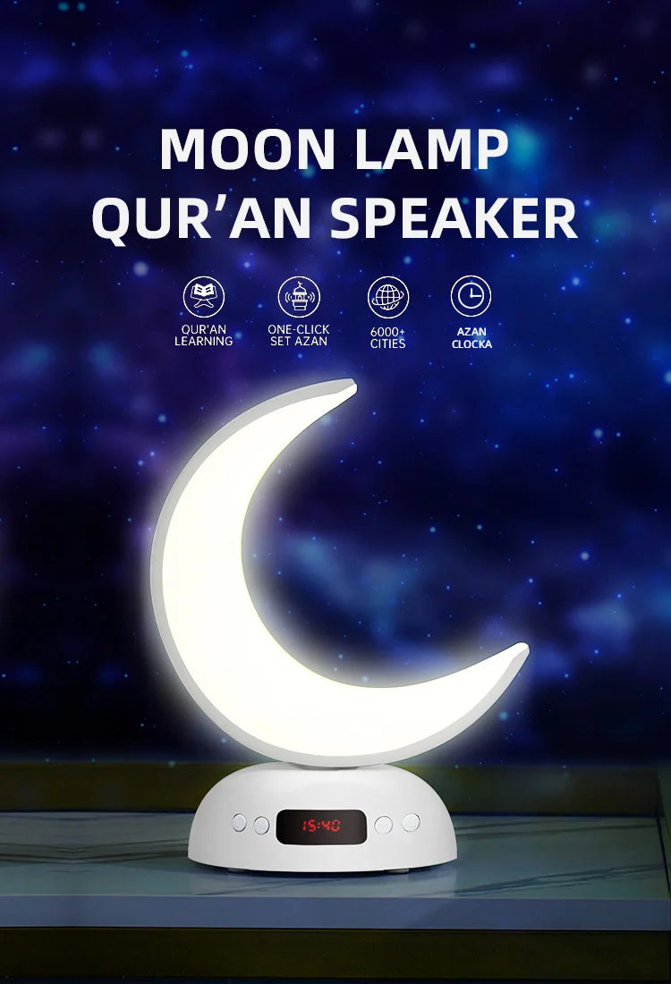 Night Light Lamp Clock Quran Azan Muslim Koran Bright Bluetooth Speaker Portable Holy Sound Box Music Wireless Caixa De Som Mp3