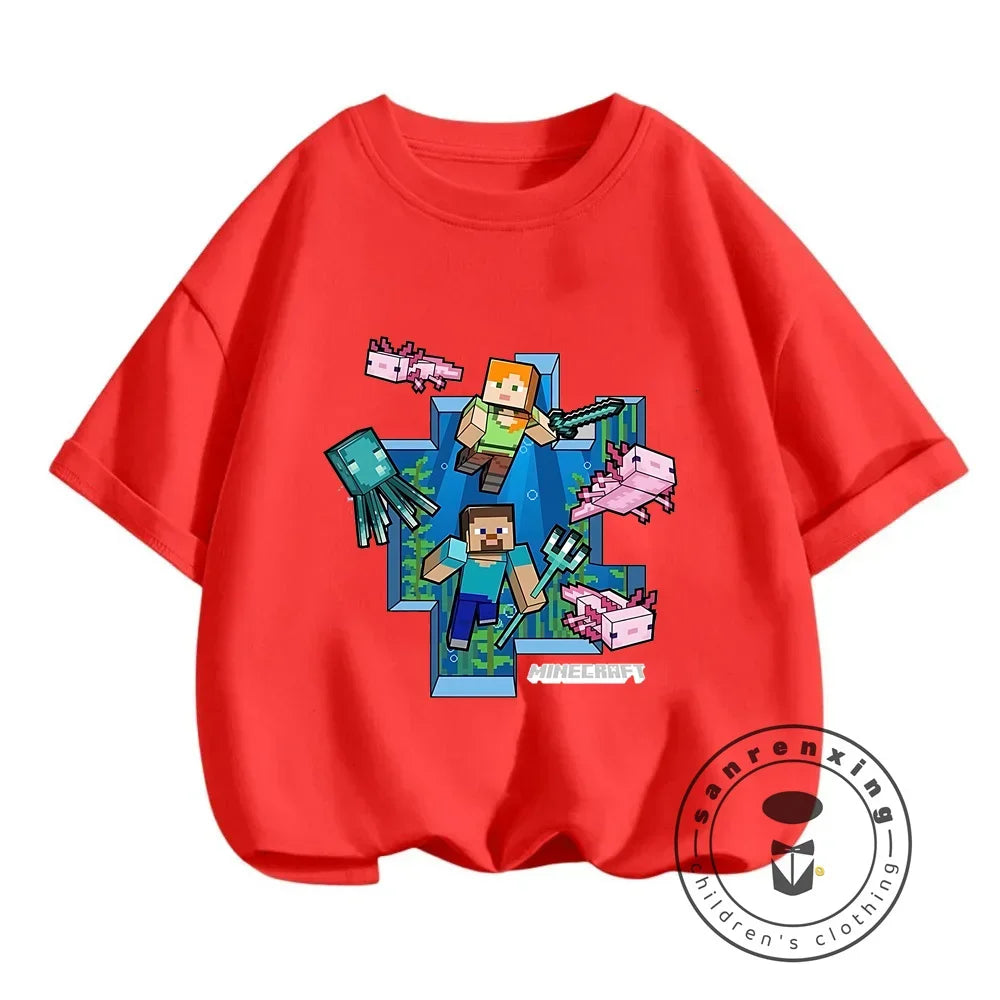 New Girls T-Shirt Cute Like Minecraft Kids Tshirt Summer Girls Clothes Fashion Toddler T Shirts Shortsleeve Tops Wholesale