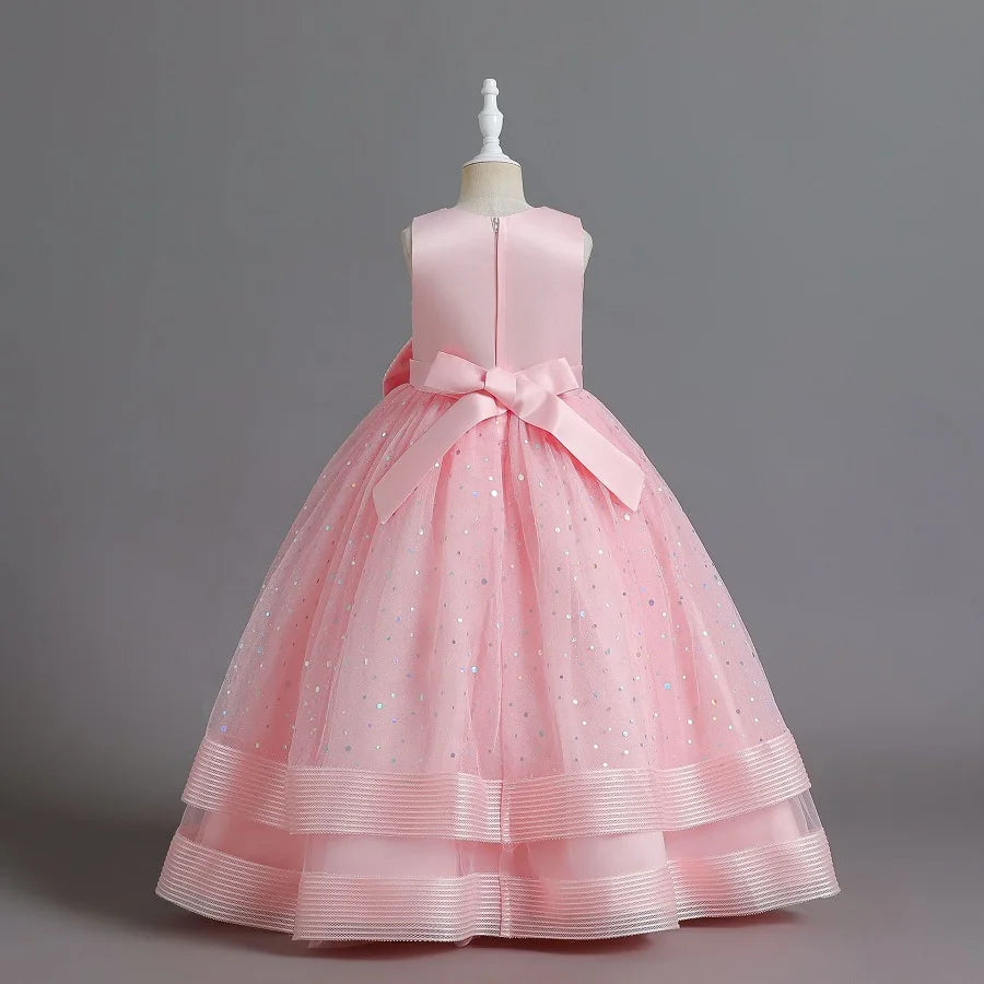 children's gauze lace birthday party dinner ball big butterfly dress New Christmas Party Princess long dress children's dress
