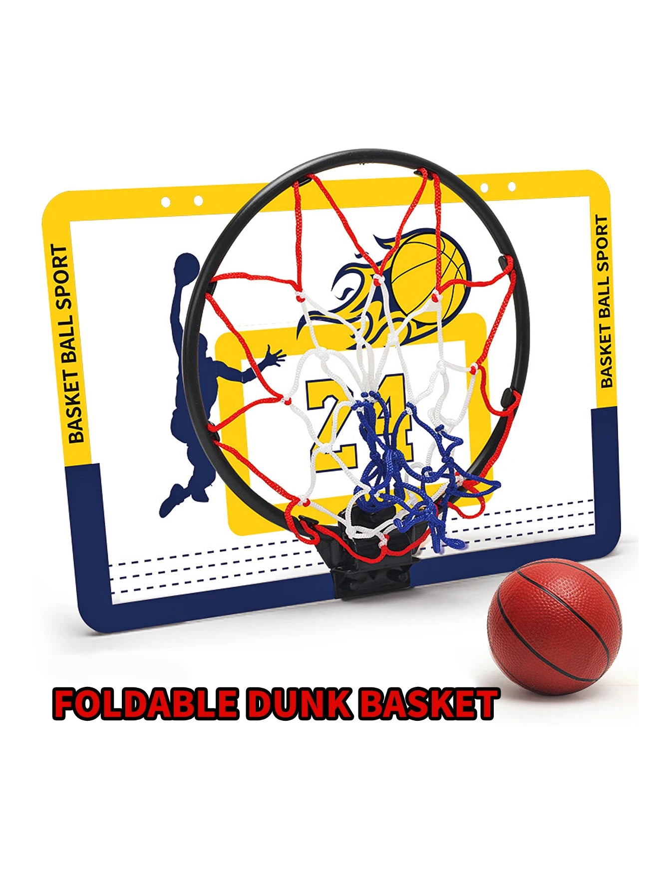 Children's wall mounted silent non porous foldable basketball stand indoor and outdoor activity basketball stand with basketball