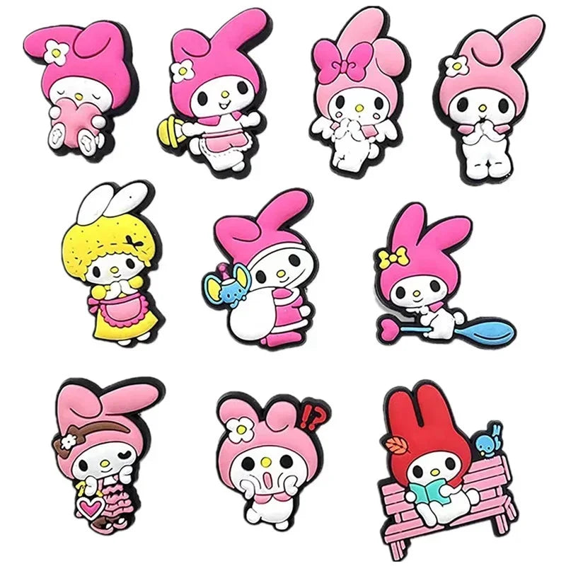 Kawaii DIY Shoe Decorations Sets Kawaii Kuromi Cinnamoroll My Melody Silicone Shoe Buckle Slipper Sandal Croc Shoe Accessorie