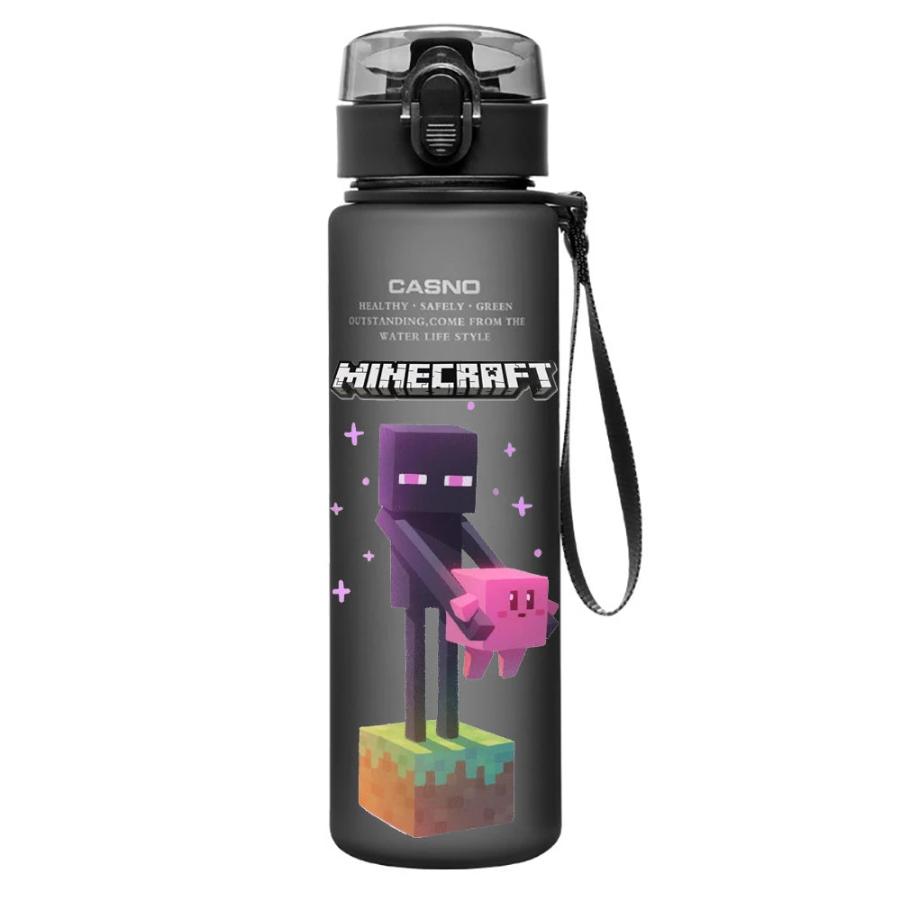 560ML Game Minecraft Image Water Cup Design Cute Transparent Plastic Children Portable Large Capacity Water Cup Student Gifts