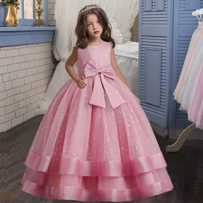 children's gauze lace birthday party dinner ball big butterfly dress New Christmas Party Princess long dress children's dress