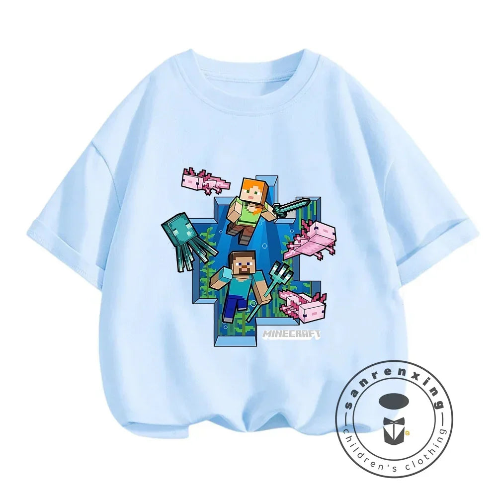 New Girls T-Shirt Cute Like Minecraft Kids Tshirt Summer Girls Clothes Fashion Toddler T Shirts Shortsleeve Tops Wholesale