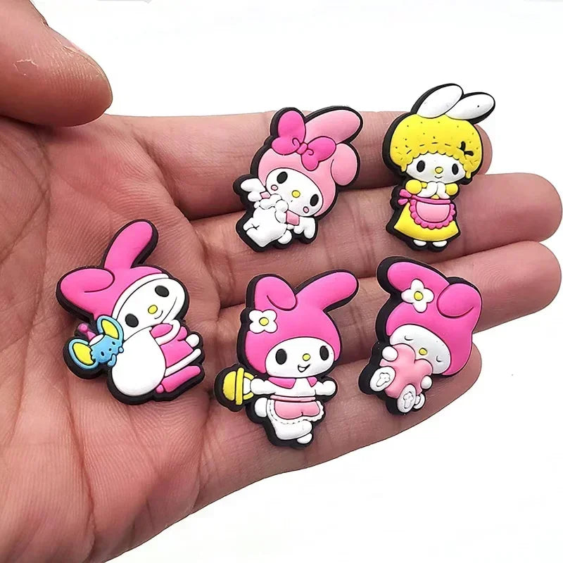 Kawaii DIY Shoe Decorations Sets Kawaii Kuromi Cinnamoroll My Melody Silicone Shoe Buckle Slipper Sandal Croc Shoe Accessorie