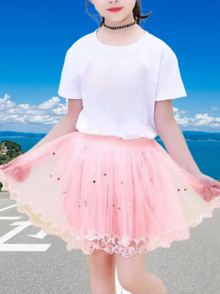 Dresses For Girl Summer Fashion Wear Outfit Kids cute Stitch T-Shirt Party Baby Costumes For Children Tulle Tutu Skirt Clothing