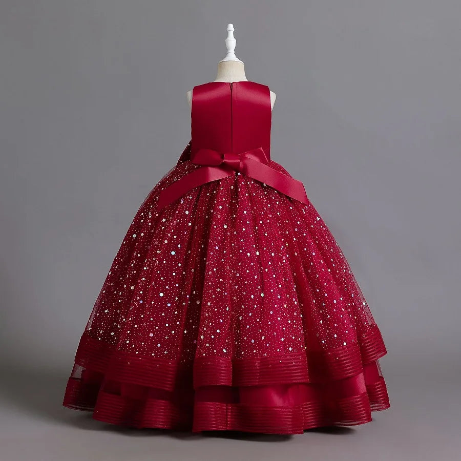 children's gauze lace birthday party dinner ball big butterfly dress New Christmas Party Princess long dress children's dress