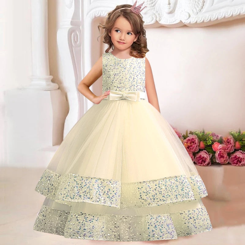 children's gauze lace birthday party dinner ball big butterfly dress New Christmas Party Princess long dress children's dress
