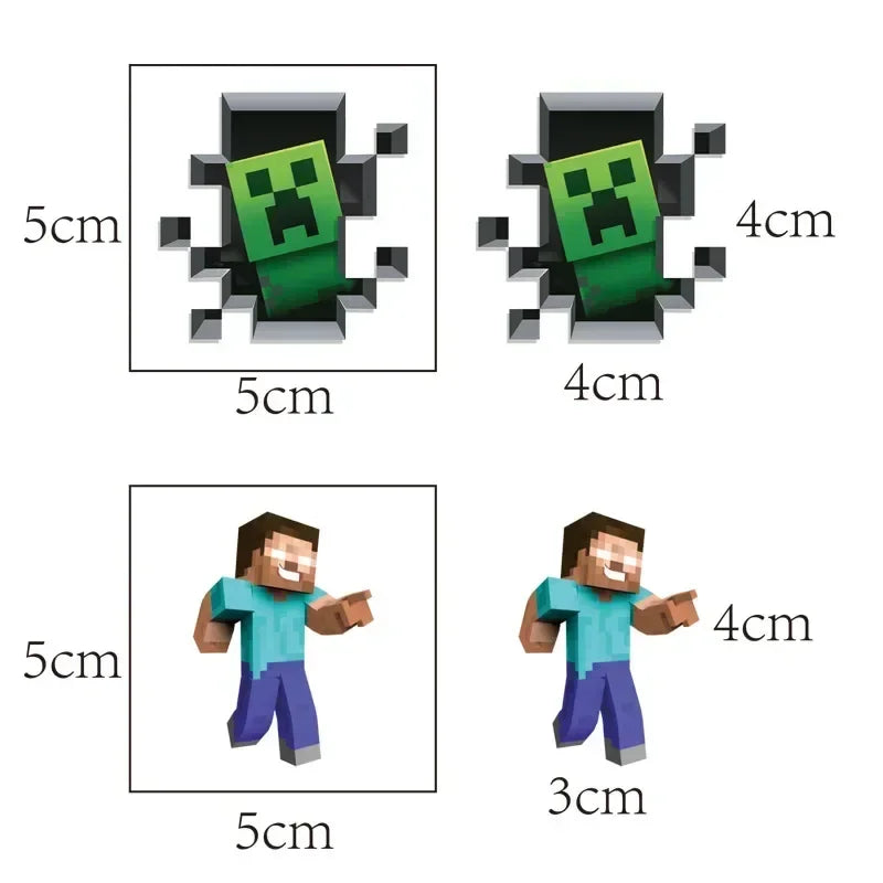 20pcs MineCraftes Game Tattoo Stickers Gamer Birthday Decorations Mining Craft Party Supplies Pixel Stickers Party Toy