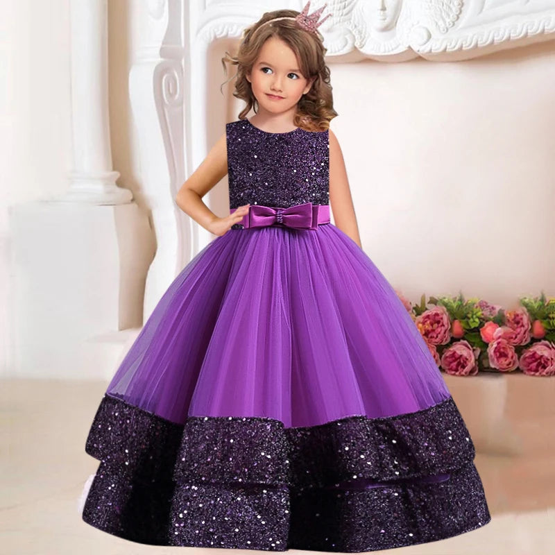 children's gauze lace birthday party dinner ball big butterfly dress New Christmas Party Princess long dress children's dress