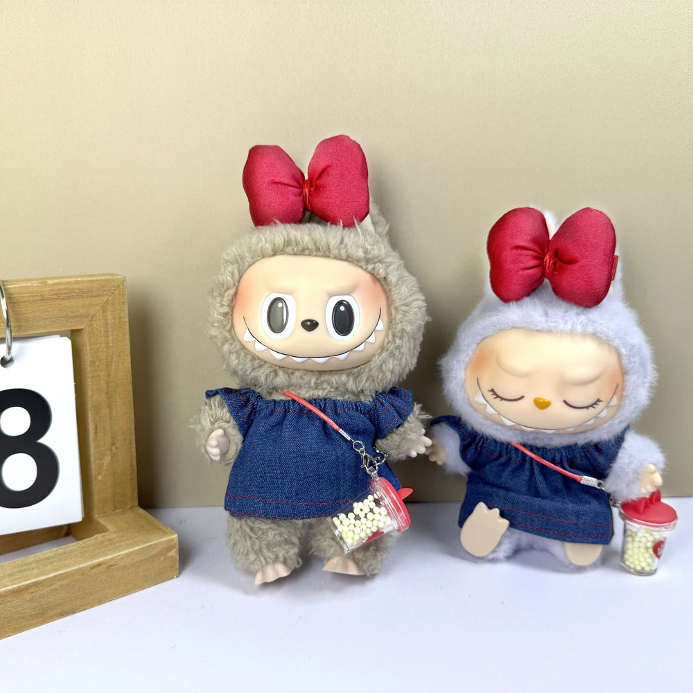 17cm labubu clothes outfit Plush doll clothes Macaron Cute Clothing DIY Kid Gift Dog Clothes Hair accessories v1 v2 clothes