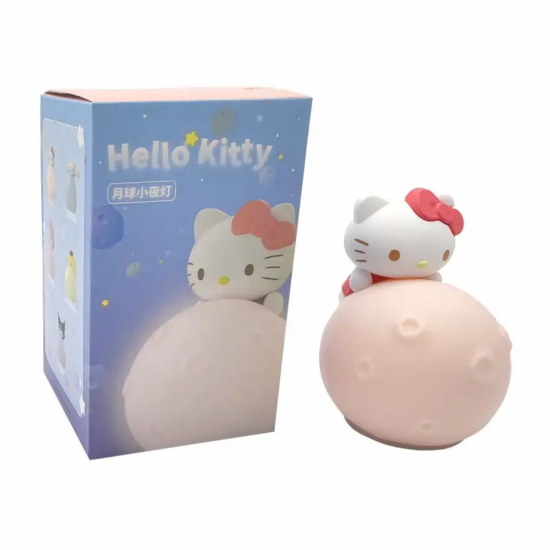 Original MINISO Hello Kitty Kuromi Cartoon Anime Figures Moon Night Light Toy Luminous Ornaments Cute Child Birthday Party Gifts