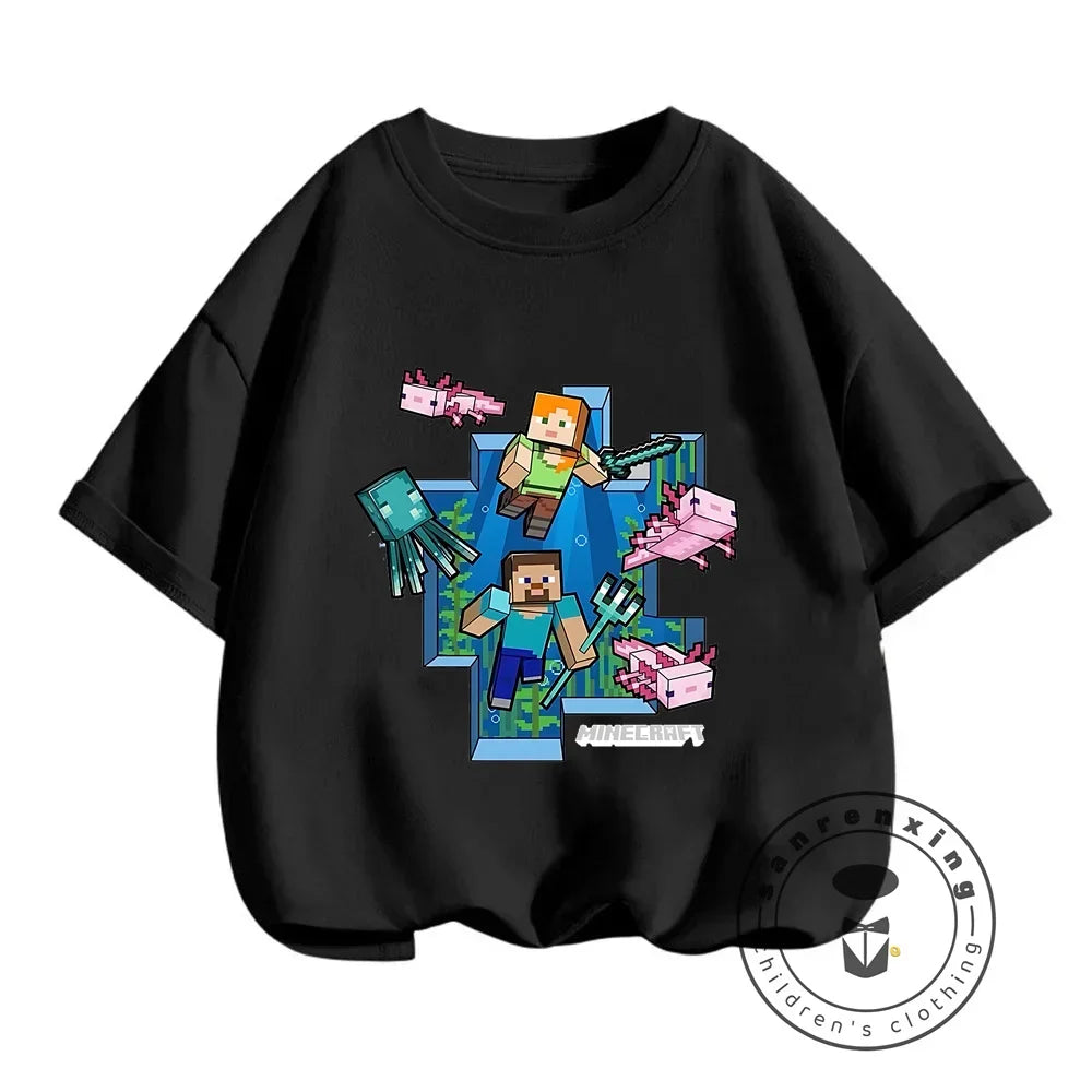 New Girls T-Shirt Cute Like Minecraft Kids Tshirt Summer Girls Clothes Fashion Toddler T Shirts Shortsleeve Tops Wholesale