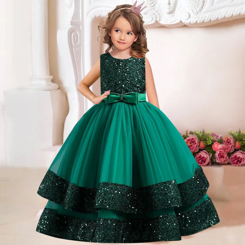 children's gauze lace birthday party dinner ball big butterfly dress New Christmas Party Princess long dress children's dress