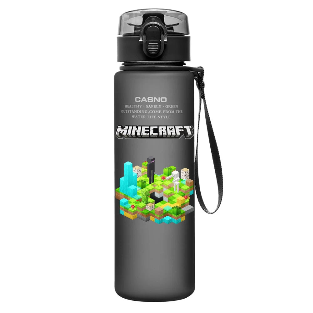 560ML Game Minecraft Image Water Cup Design Cute Transparent Plastic Children Portable Large Capacity Water Cup Student Gifts