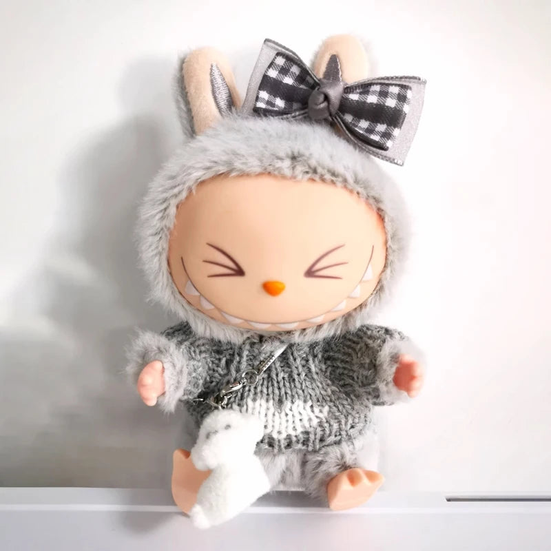 17cm labubu clothes outfit Plush doll clothes Macaron Cute Clothing DIY Kid Gift Dog Clothes Hair accessories v1 v2 clothes