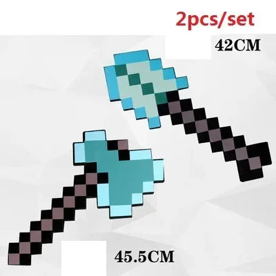 NEW Action Figure Minecraft BIG Blue Diamond Sword Soft EVA Foam Toy Steve Axe Shovel Kids Cosplay Toy Boy Fan Birthday Gift