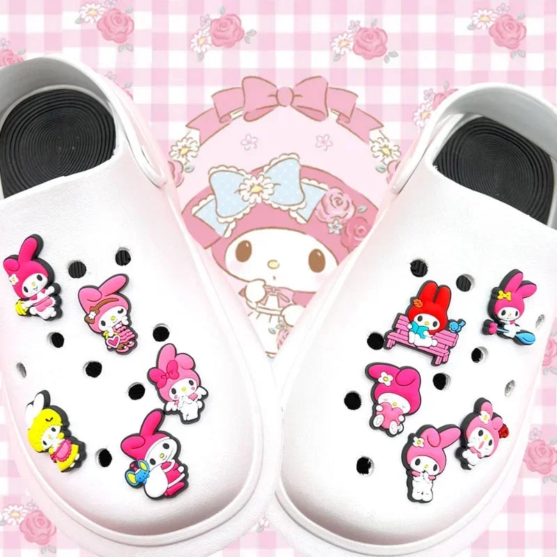 Kawaii DIY Shoe Decorations Sets Kawaii Kuromi Cinnamoroll My Melody Silicone Shoe Buckle Slipper Sandal Croc Shoe Accessorie