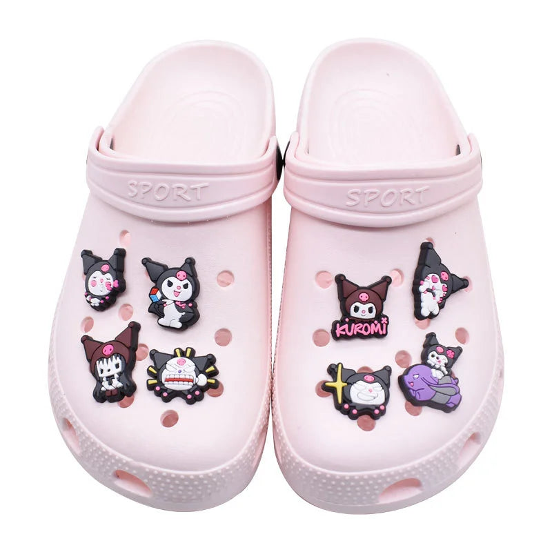 Kawaii DIY Shoe Decorations Sets Kawaii Kuromi Cinnamoroll My Melody Silicone Shoe Buckle Slipper Sandal Croc Shoe Accessorie