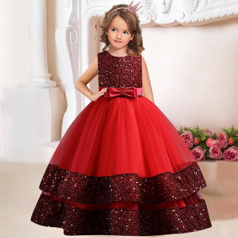 children's gauze lace birthday party dinner ball big butterfly dress New Christmas Party Princess long dress children's dress