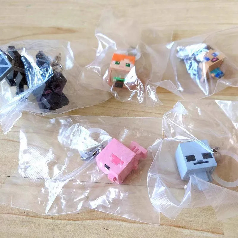 Bandai Original 6Pcs Gashapon めじるしアクセサリー chibi Minecraft Toys For Kids Gift Collectible Model Ornaments