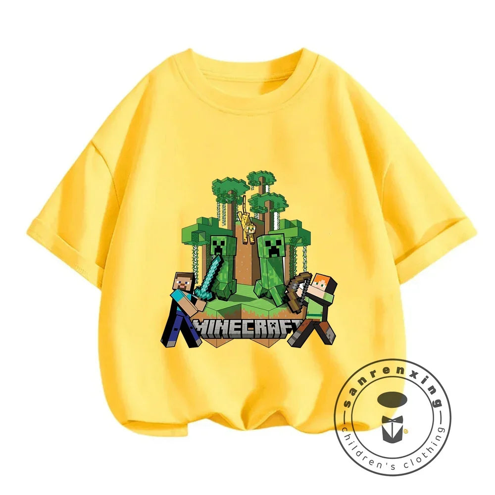 New Girls T-Shirt Cute Like Minecraft Kids Tshirt Summer Girls Clothes Fashion Toddler T Shirts Shortsleeve Tops Wholesale