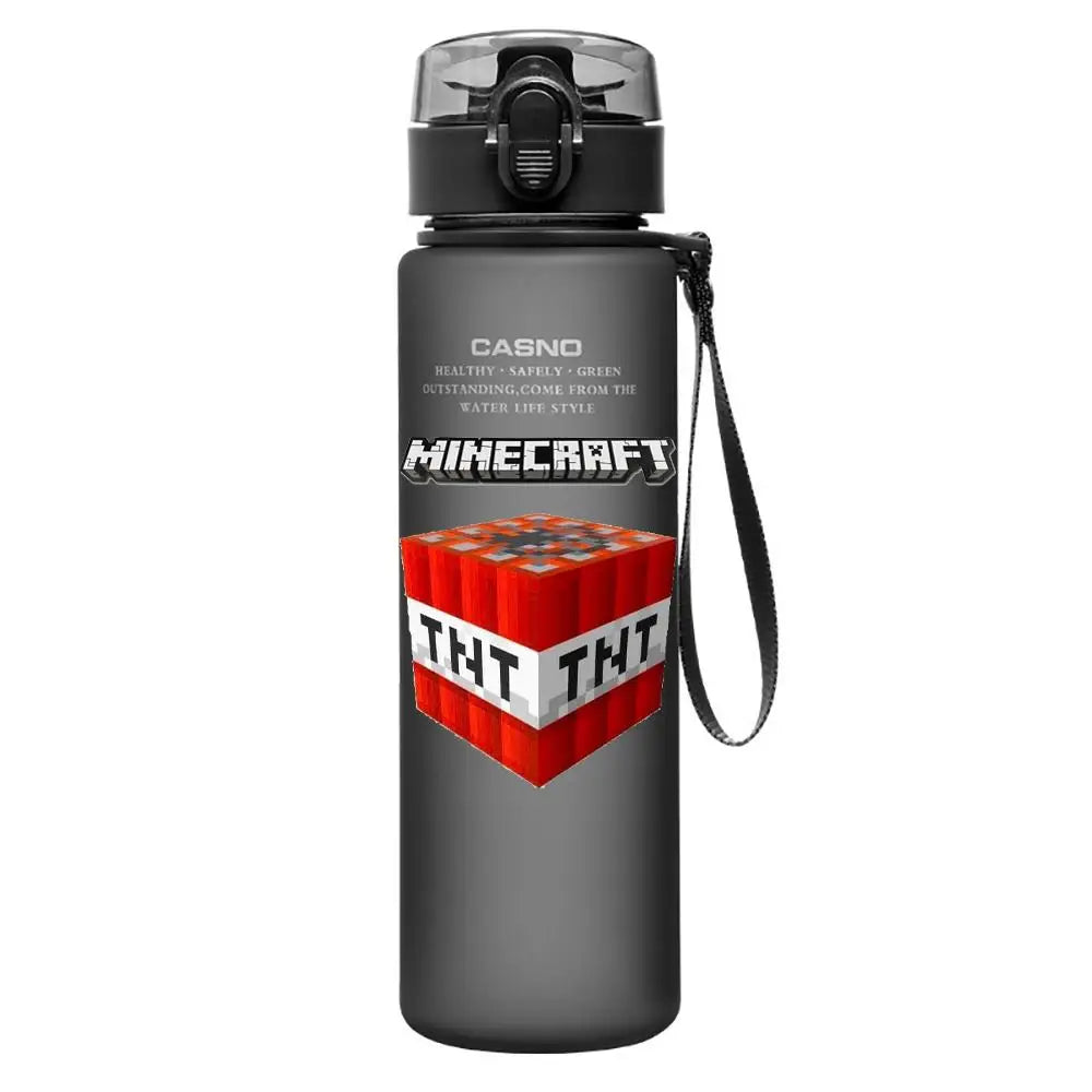 560ML Game Minecraft Image Water Cup Design Cute Transparent Plastic Children Portable Large Capacity Water Cup Student Gifts