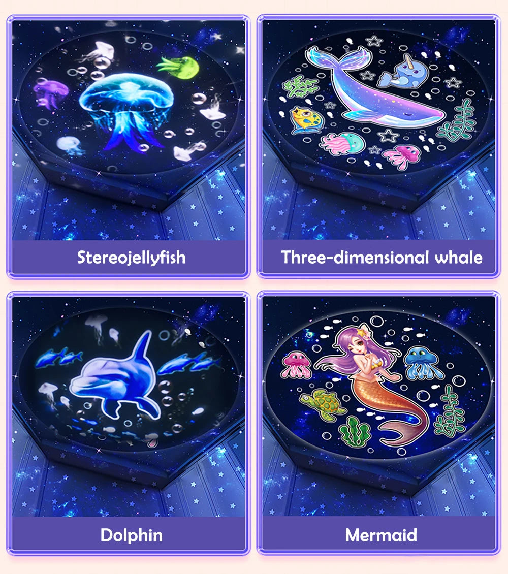Kawaii Projector Night Light For Nursery Rotated Kids Ocean Projector Sleeping Lamp For Party Birthdays Christmas Gifts