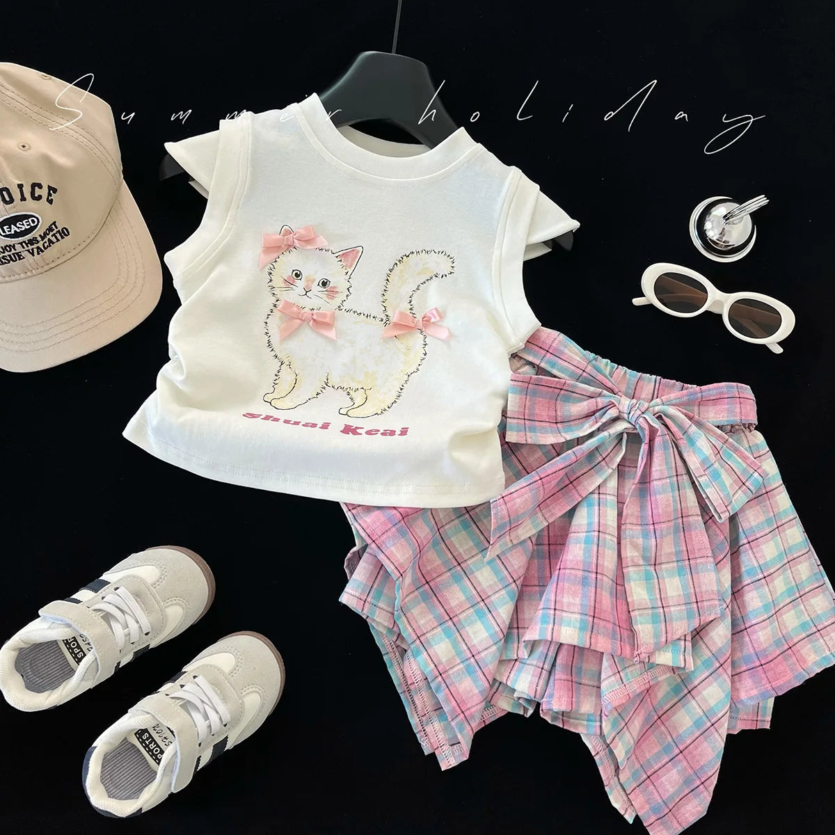 2PCS Girls Clothes Set Children Clothing Spring Flora Print Summer Baby Tops Tee Shirts Shorts Skirt Kids Girl Clothing 90-150