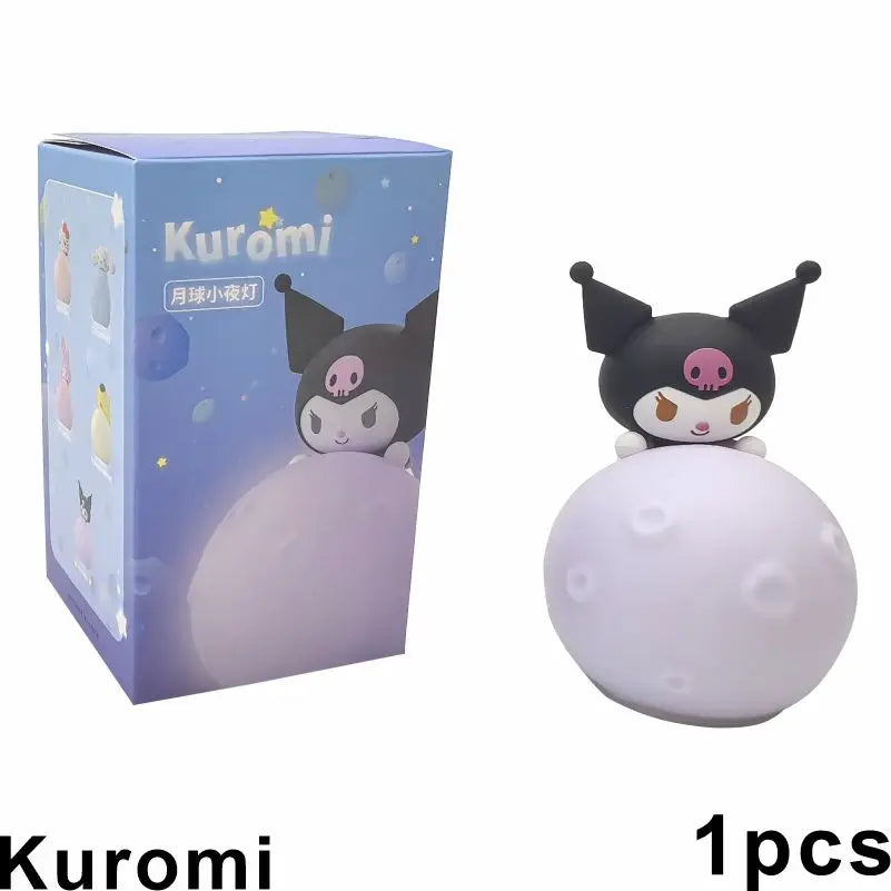 Original MINISO Hello Kitty Kuromi Cartoon Anime Figures Moon Night Light Toy Luminous Ornaments Cute Child Birthday Party Gifts