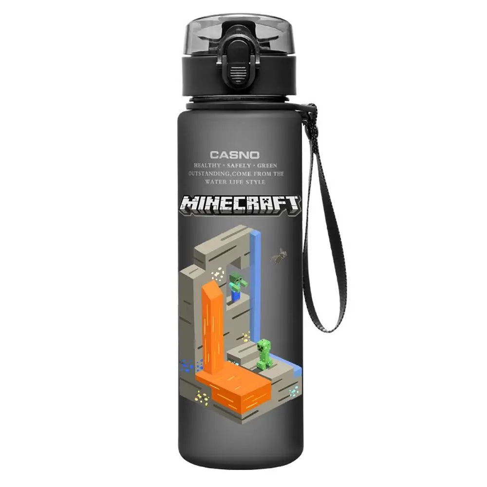560ML Game Minecraft Image Water Cup Design Cute Transparent Plastic Children Portable Large Capacity Water Cup Student Gifts