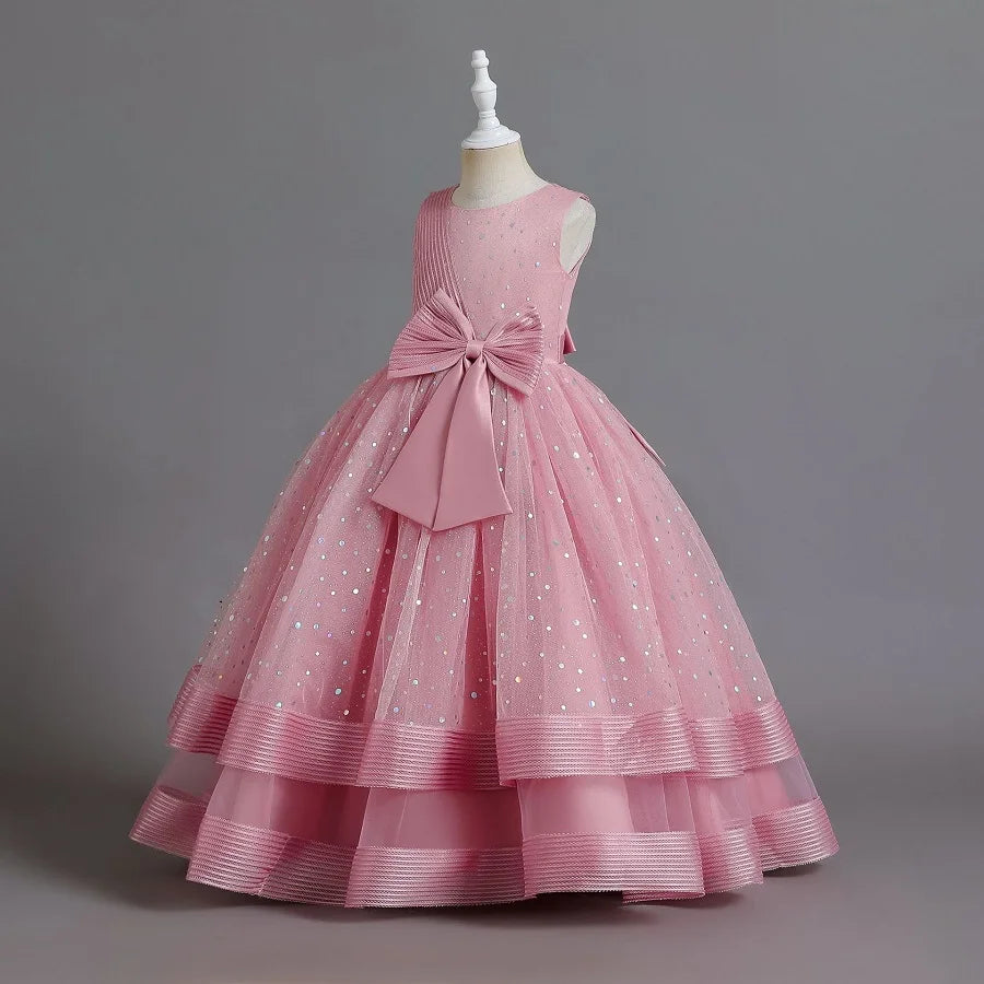 children's gauze lace birthday party dinner ball big butterfly dress New Christmas Party Princess long dress children's dress