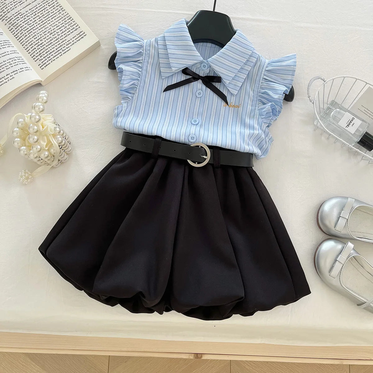 2PCS Girls Clothes Set Children Clothing Spring Flora Print Summer Baby Tops Tee Shirts Shorts Skirt Kids Girl Clothing 90-150