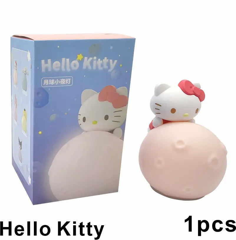 Original MINISO Hello Kitty Kuromi Cartoon Anime Figures Moon Night Light Toy Luminous Ornaments Cute Child Birthday Party Gifts