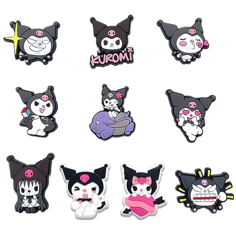 Kawaii DIY Shoe Decorations Sets Kawaii Kuromi Cinnamoroll My Melody Silicone Shoe Buckle Slipper Sandal Croc Shoe Accessorie