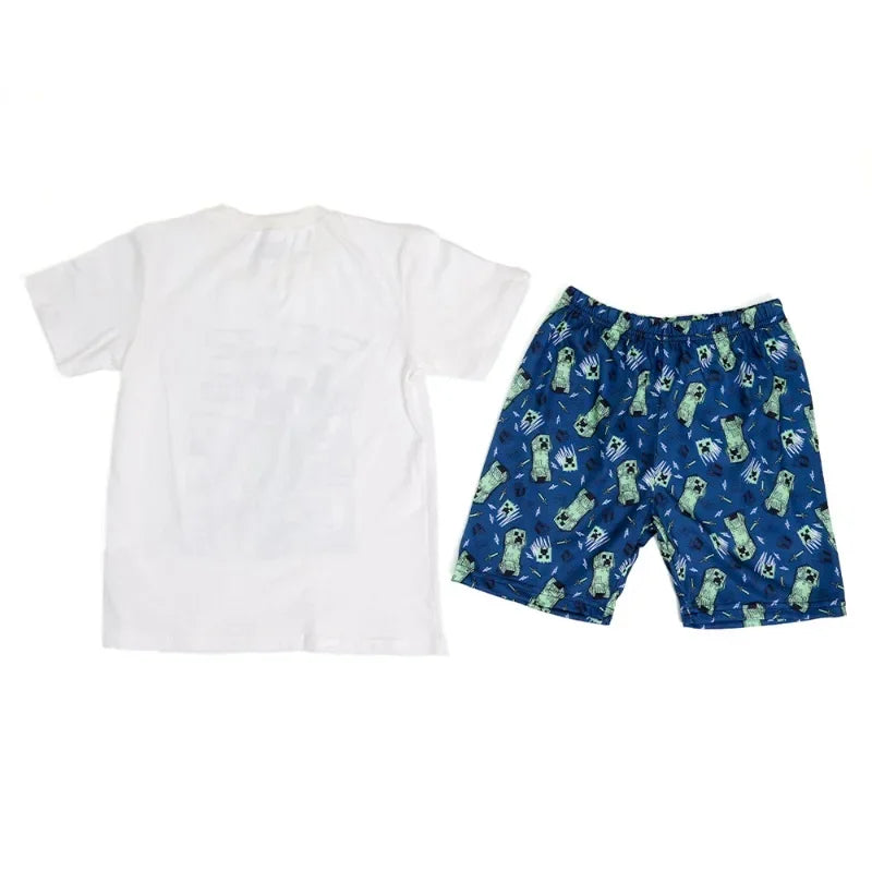 Cartoon Minecrafts Summer Boys T-shirt Pants Suit 2pcs Set Children Short Sleeve Tee Shorts Clothes