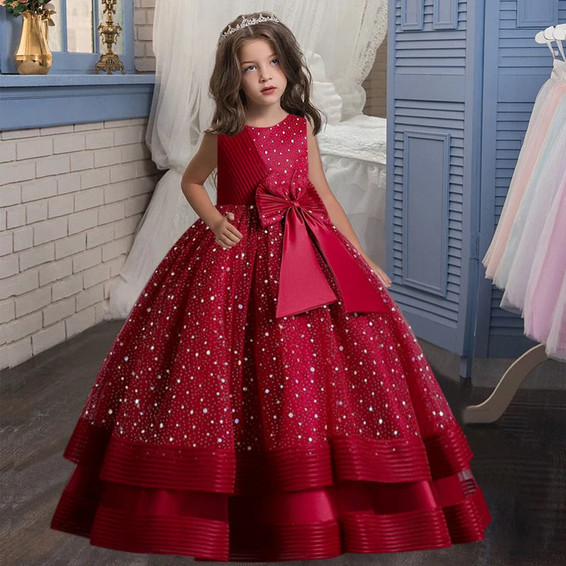 children's gauze lace birthday party dinner ball big butterfly dress New Christmas Party Princess long dress children's dress