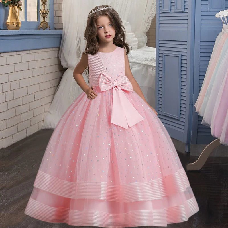 children's gauze lace birthday party dinner ball big butterfly dress New Christmas Party Princess long dress children's dress